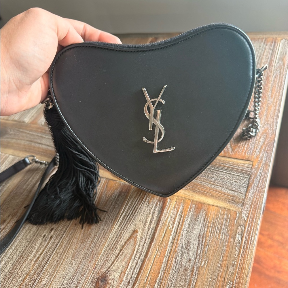 AUTHENTIC YSL Unique and Rare Saint Laurent Black Heart Crossbody - Picture 6 of 11